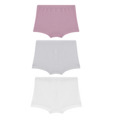 Organic Girls Bamboo Boxer Brief Underwear Set Of 3- Grey/White/Lilac